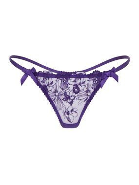 Agent Provocateur Jayce Thong Purple US 4 UK 8 Floral Embroidered NWT